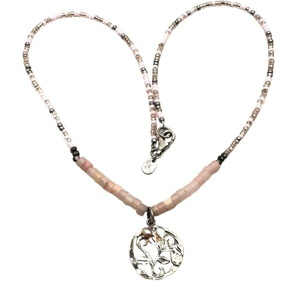 Silpada Flirt Alert Pink Soapstone Seed Bead Sterling Necklace N2192 - Picture 3 of 4